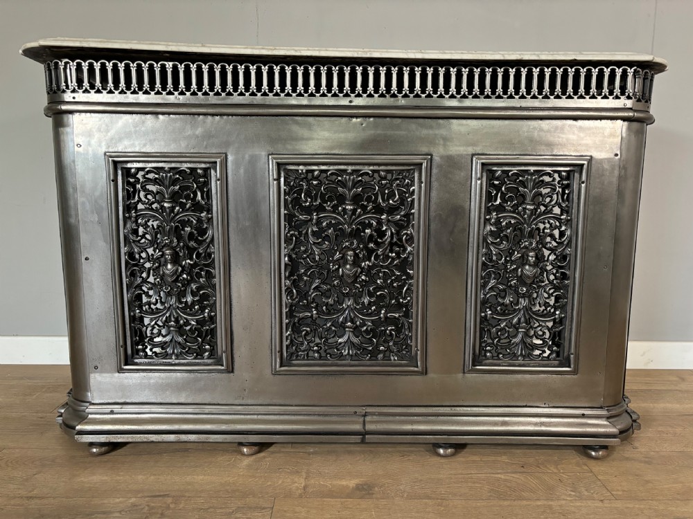 A good antique Victorian polished cast iron radiator cover  View II