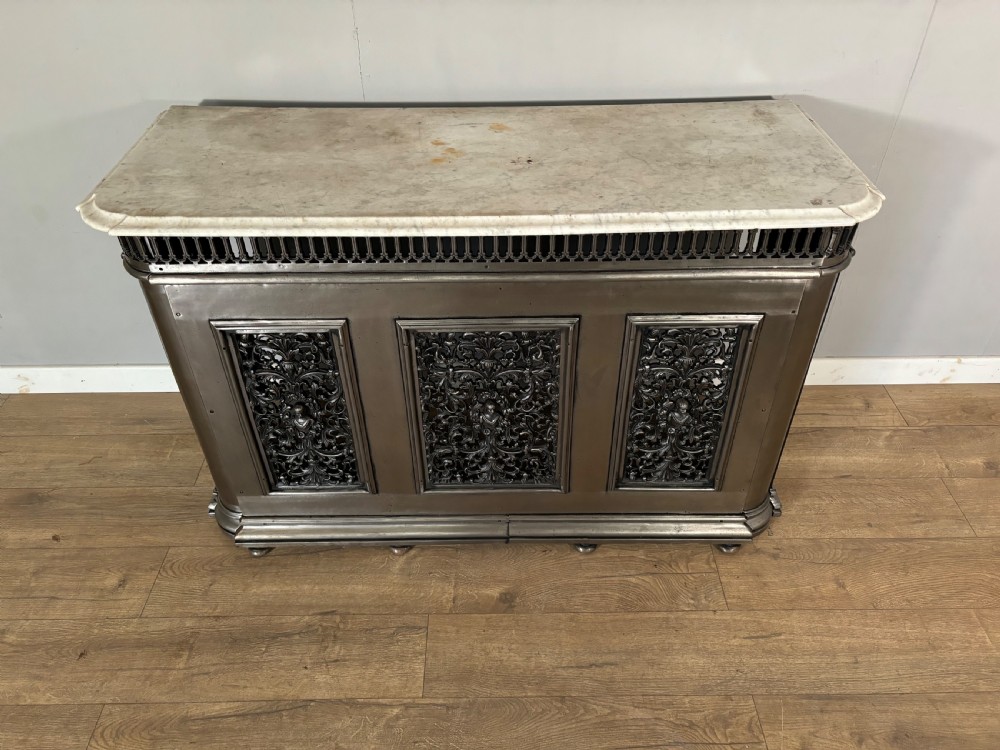 A good antique Victorian polished cast iron radiator cover  View III