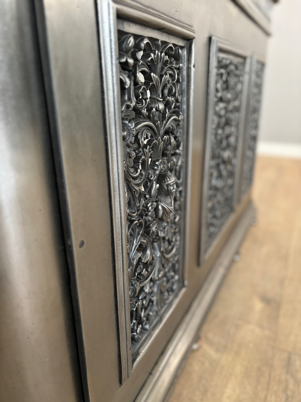 A good antique Victorian polished cast iron radiator cover  View VII