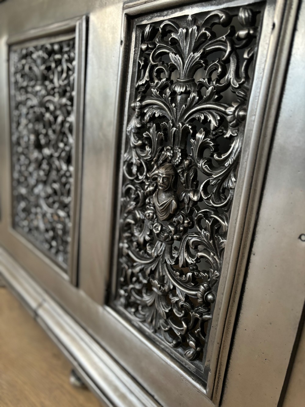 A good antique Victorian polished cast iron radiator cover  View VIII