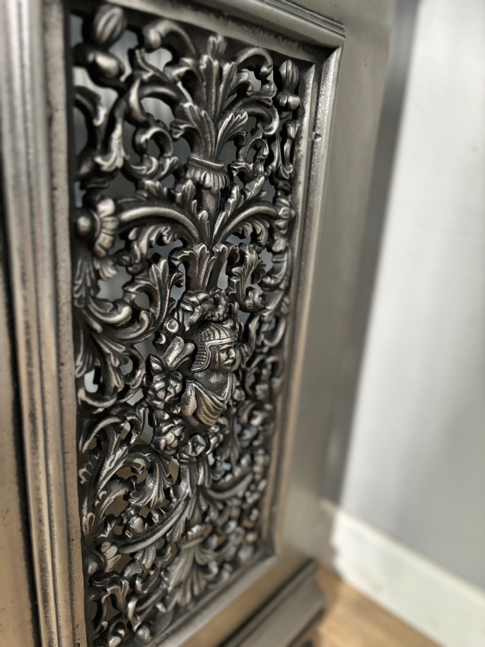 A good antique Victorian polished cast iron radiator cover  View IX