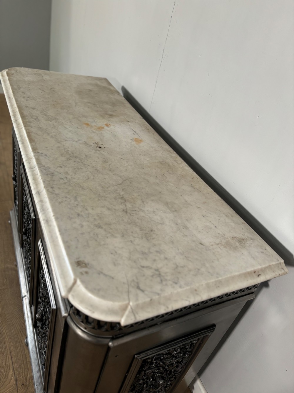 A good antique Victorian polished cast iron radiator cover  View X