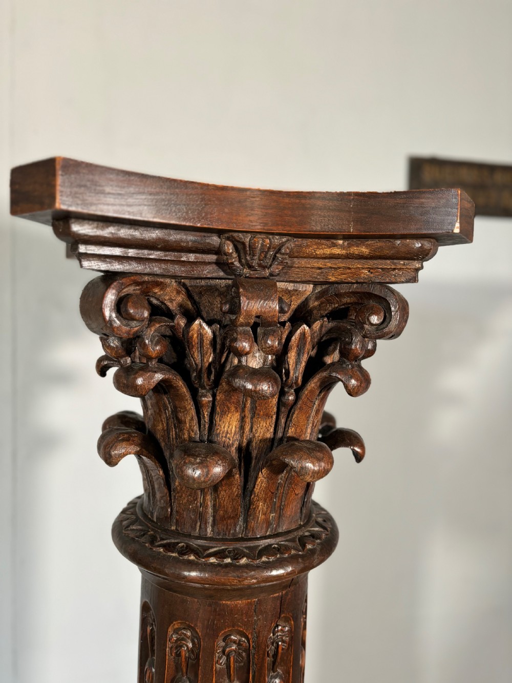 Large carved oak Victorian torchere  View VII