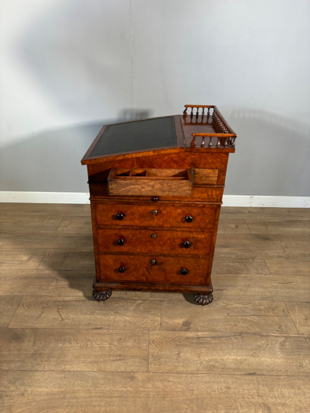 An exceptional Gillows regency davenport in pollard oak  View VIII