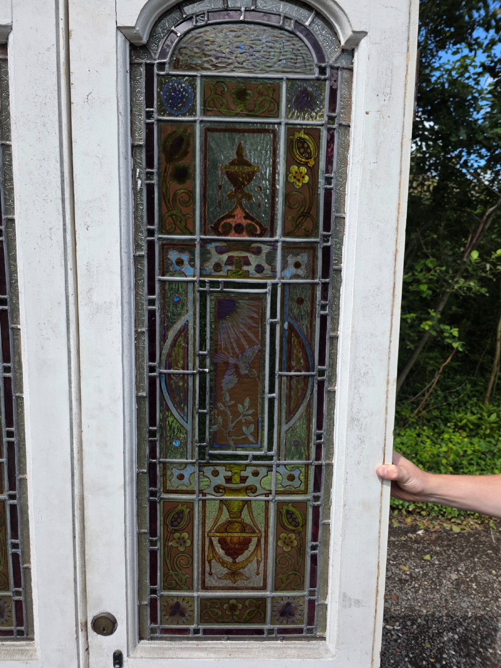 1880 pair of victorian doors with hand painted glass  View III