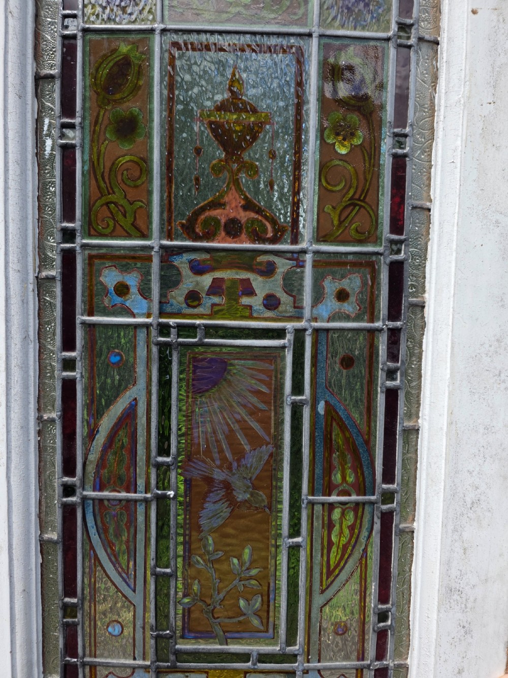 1880 pair of victorian doors with hand painted glass  View IV