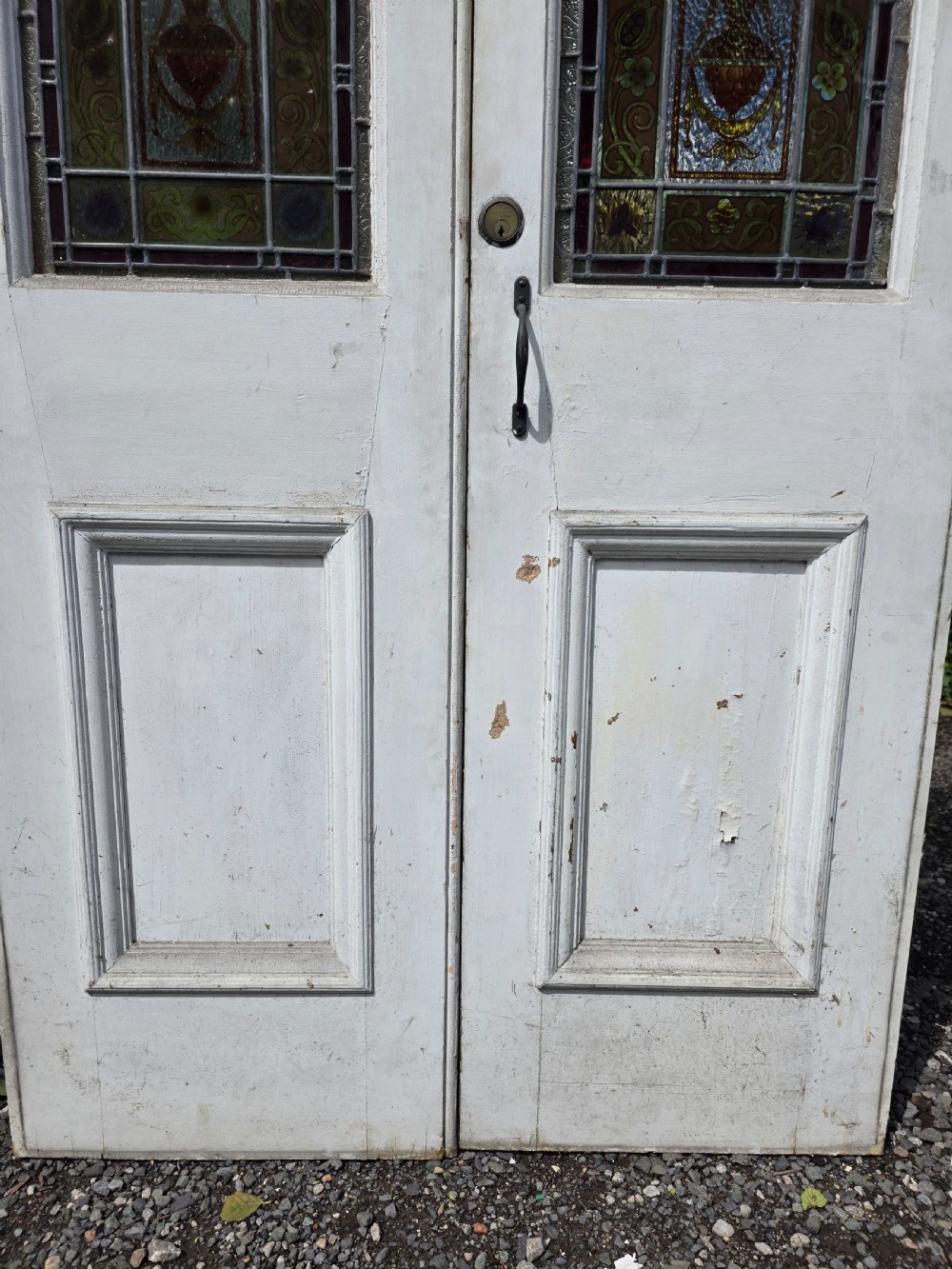 1880 pair of victorian doors with hand painted glass  View VI