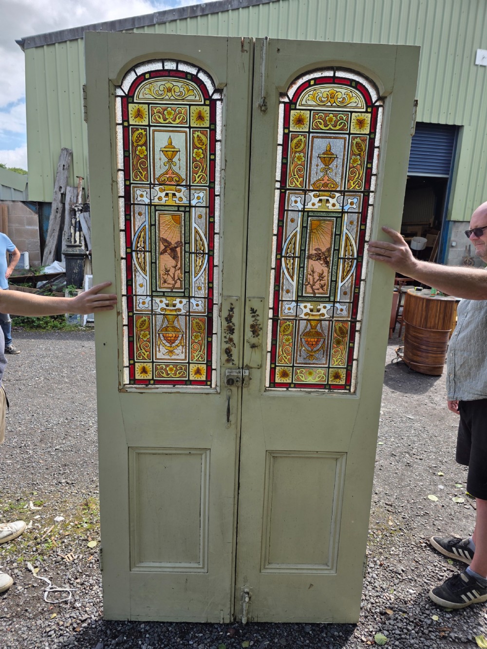 1880 pair of victorian doors with hand painted glass  View VII