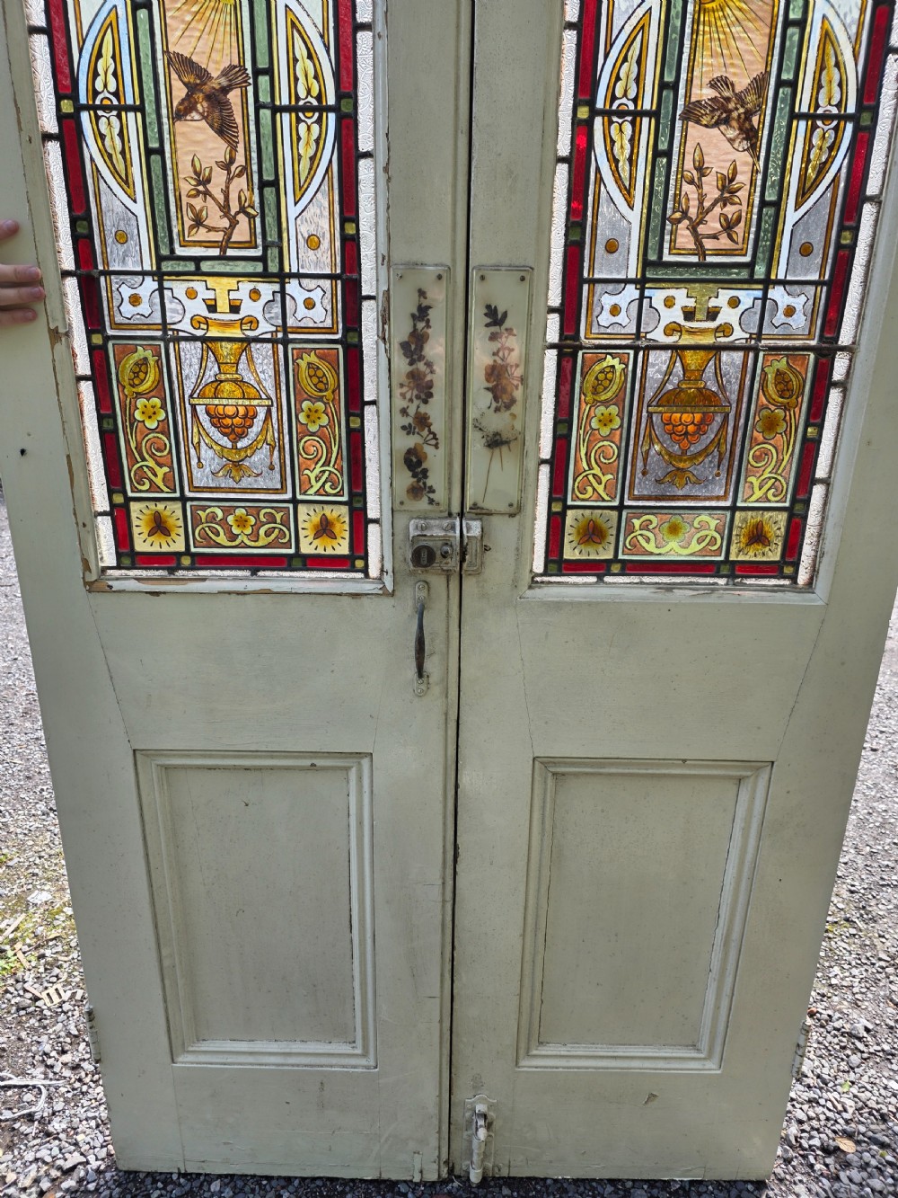 1880 pair of victorian doors with hand painted glass  View VIII