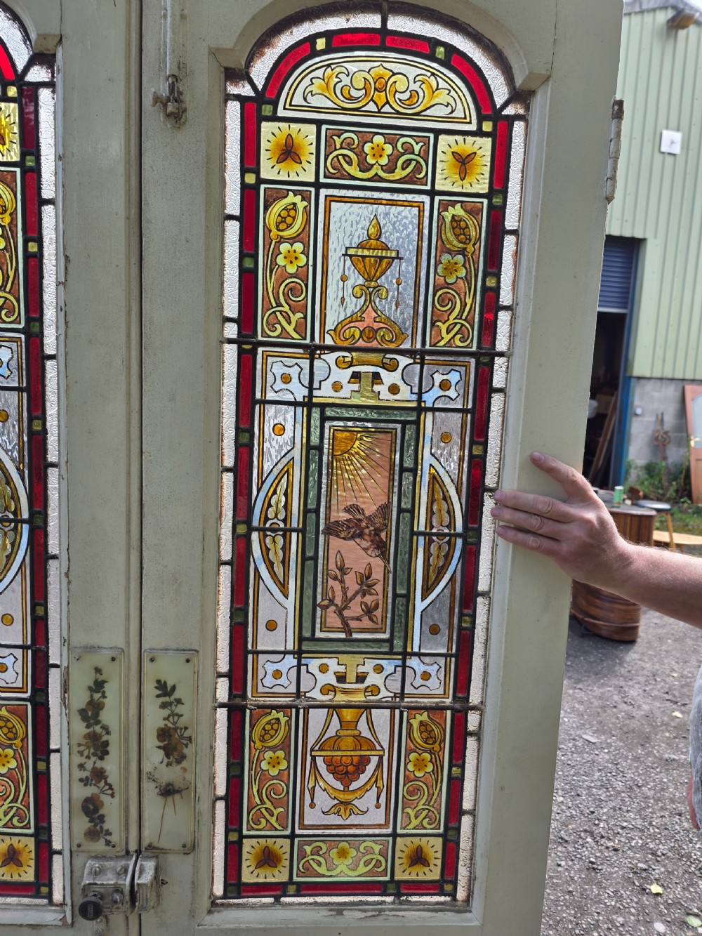1880 pair of victorian doors with hand painted glass  View X