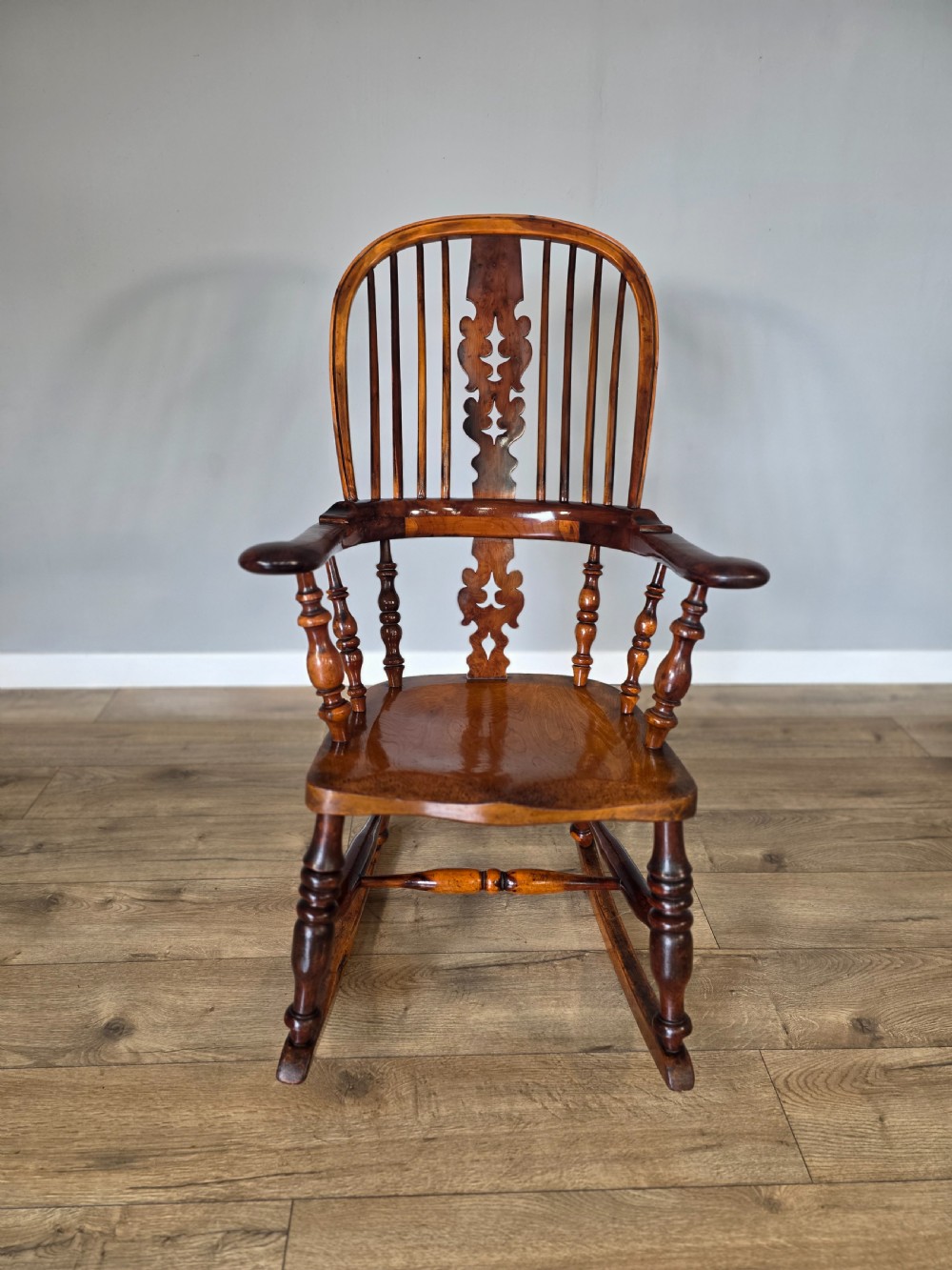 1860s victorian yew wood rocking chair  View II