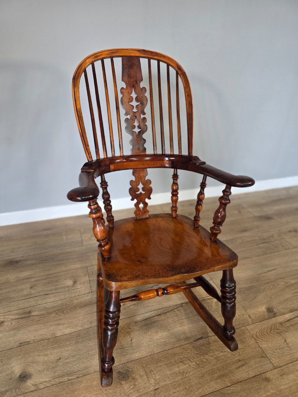 1860s victorian yew wood rocking chair  View IV