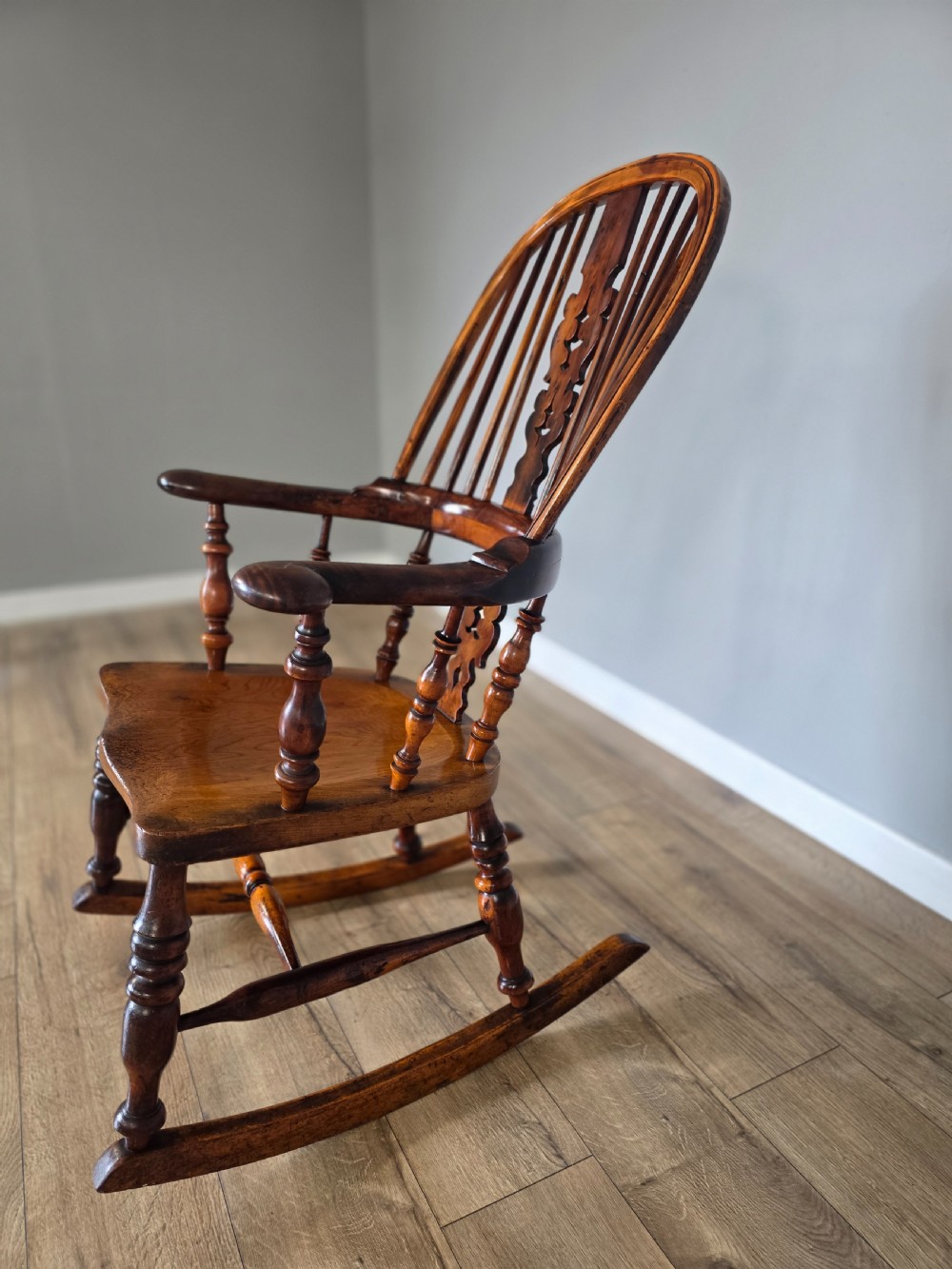 1860s victorian yew wood rocking chair  View IX