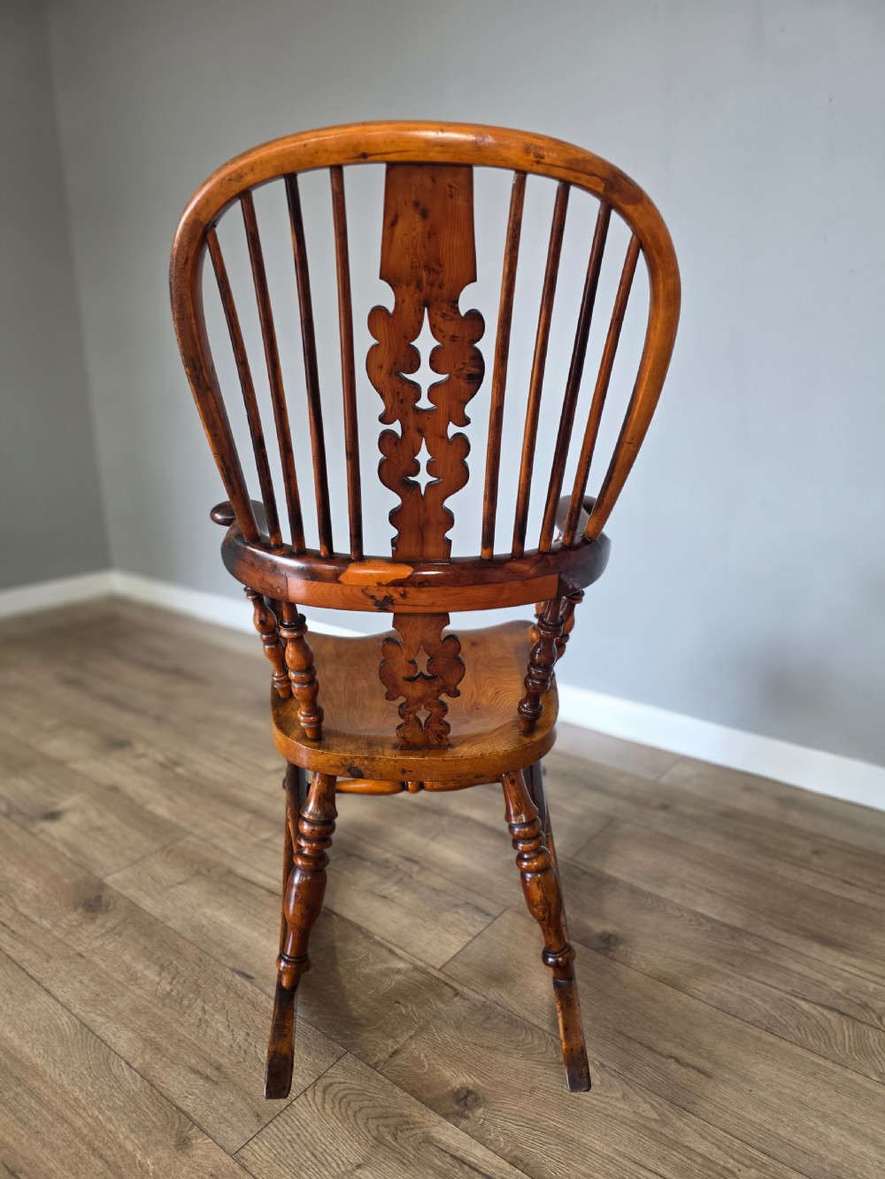1860s victorian yew wood rocking chair  View XI