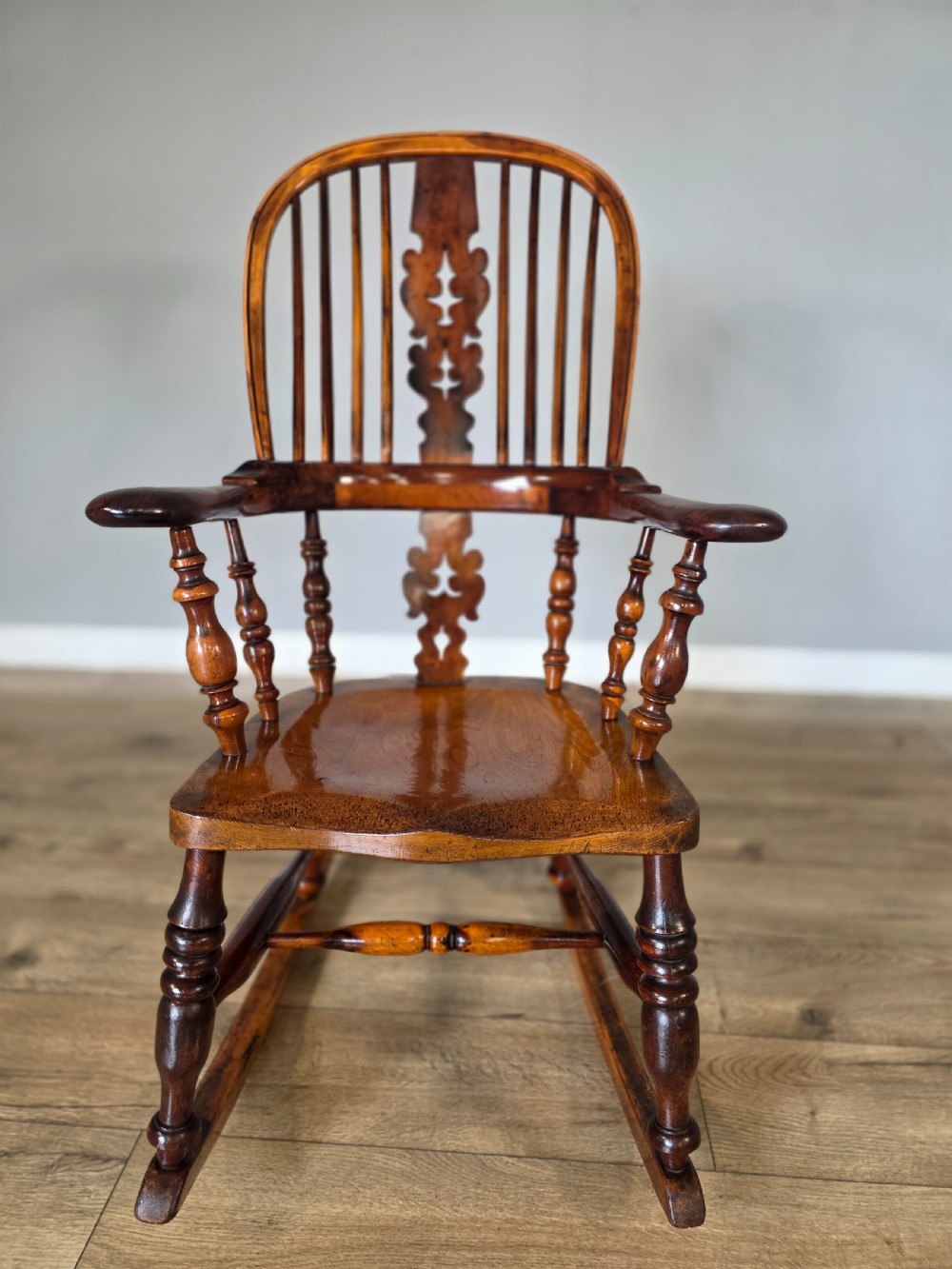 1860s victorian yew wood rocking chair  View XII