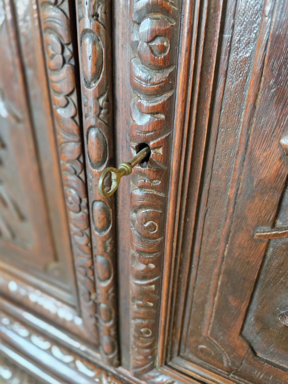 1880 French Carved Hunt Bookcase  View XII