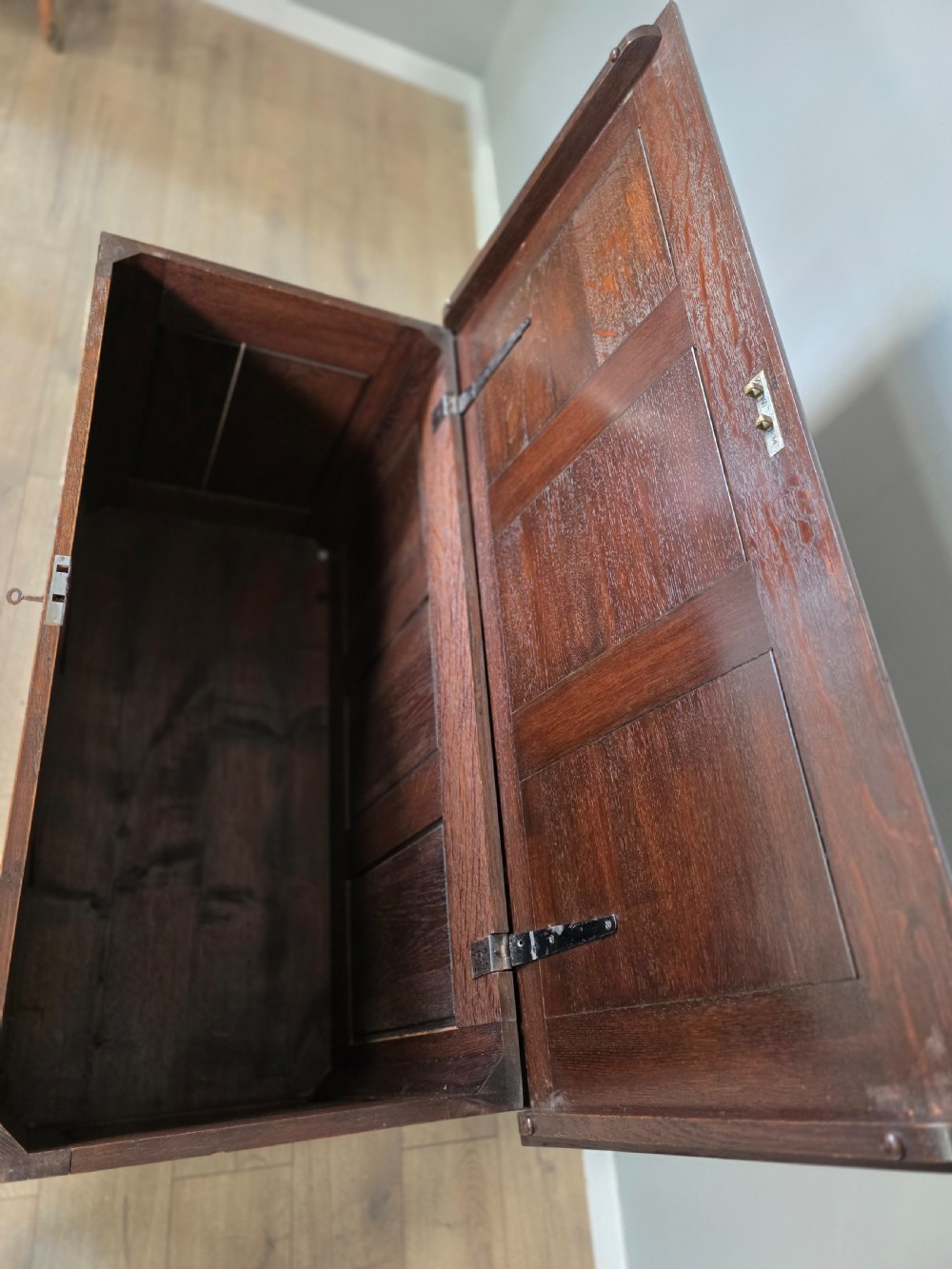 Antique Solid Oak Jacobean Blanket Box  View IX