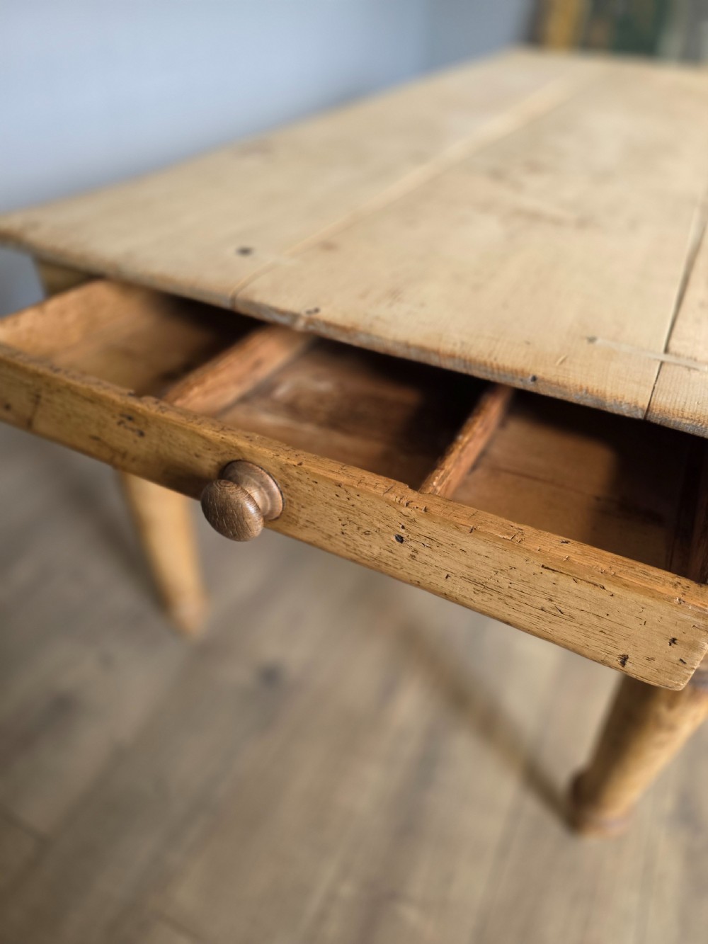 Victorian Pine 19th Century Farmhouse Dining Table  View X