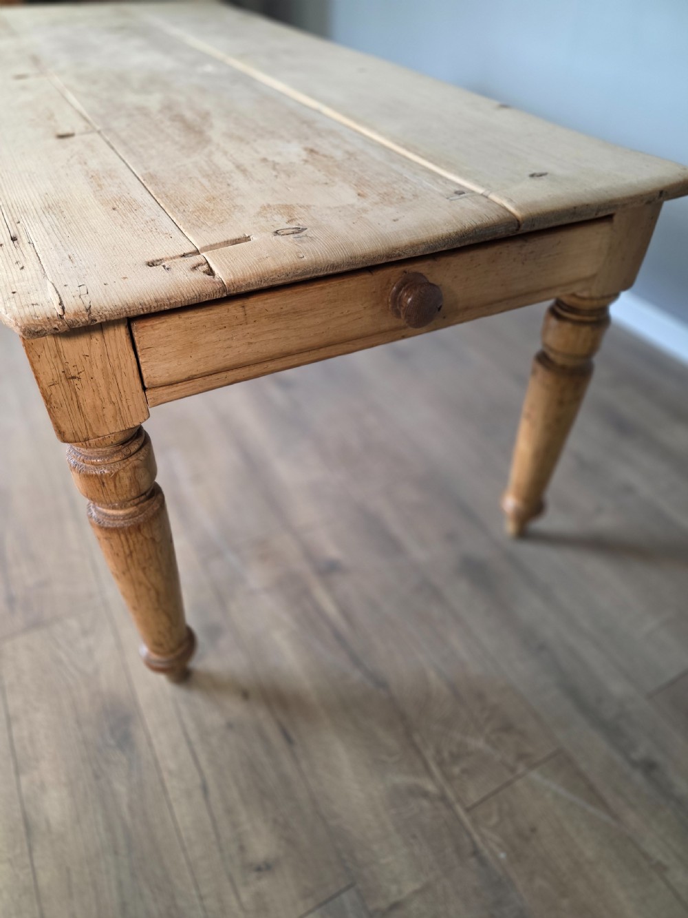 Victorian Pine 19th Century Farmhouse Dining Table  View XI