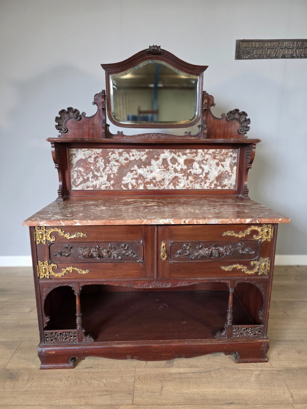 Antique 1900 Mahogany And Marble Top Wash Stand  View IV