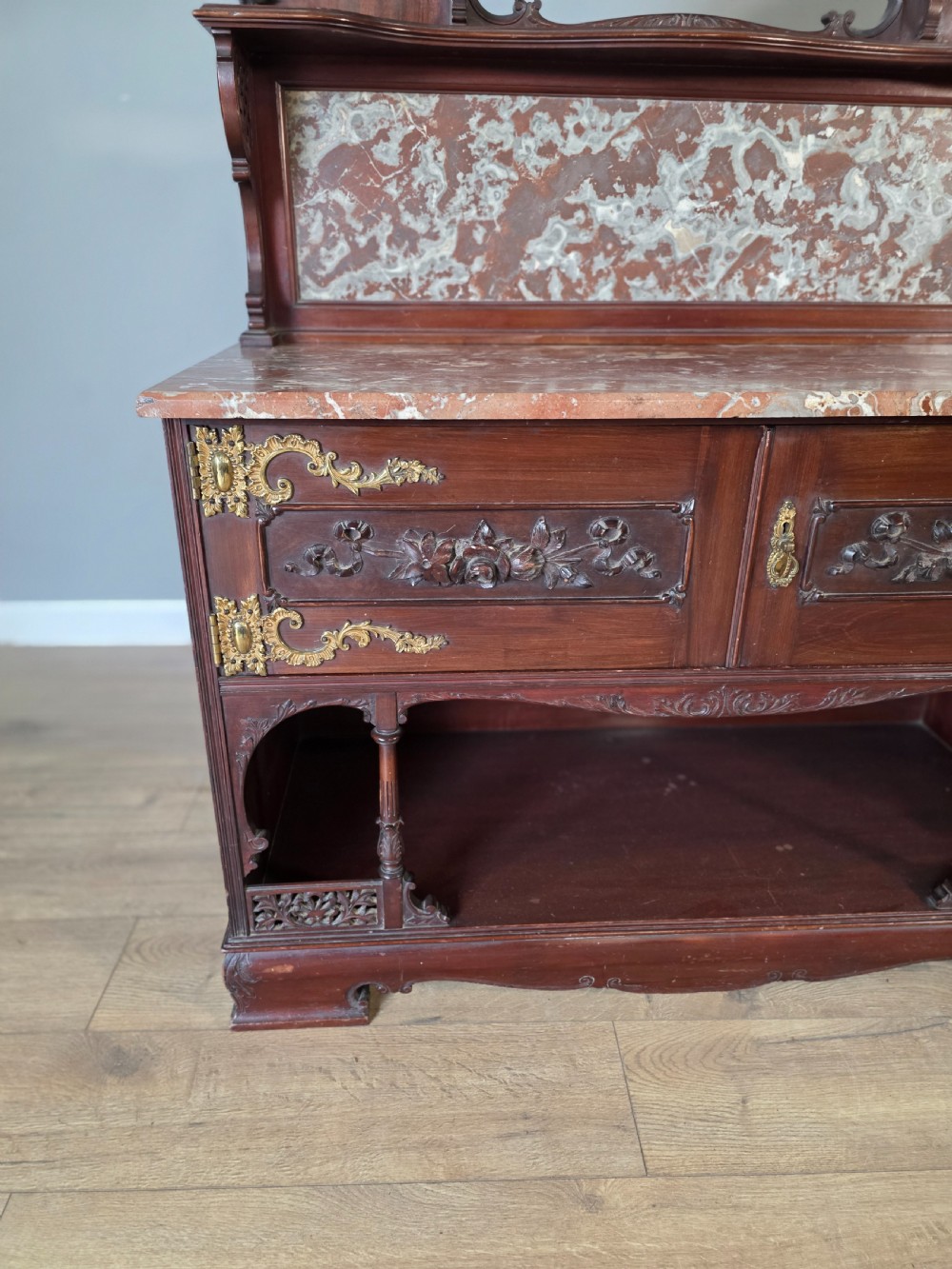 Antique 1900 Mahogany And Marble Top Wash Stand  View VI