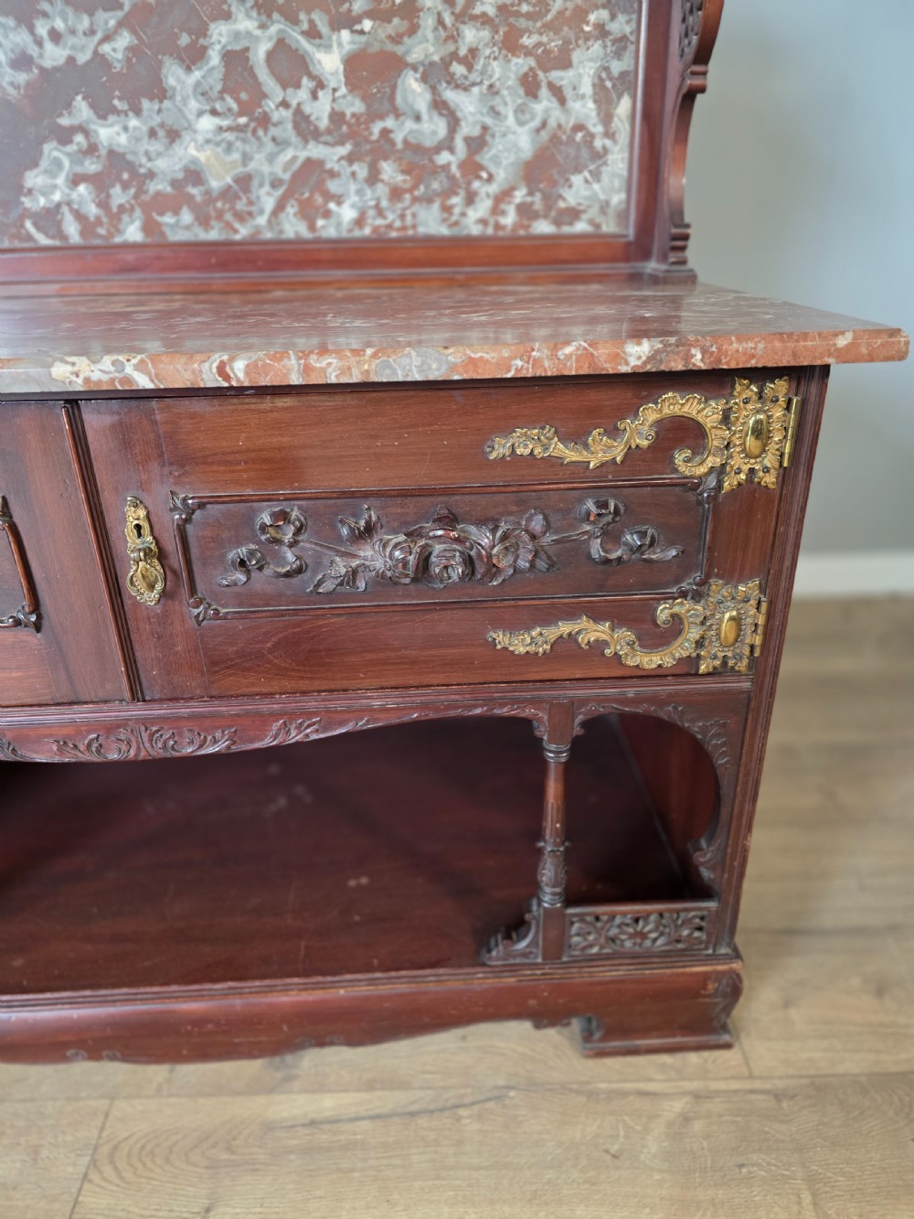 Antique 1900 Mahogany And Marble Top Wash Stand  View VII
