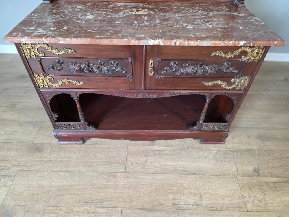 Antique 1900 Mahogany And Marble Top Wash Stand  View VIII