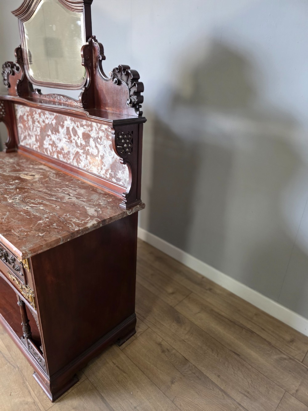 Antique 1900 Mahogany And Marble Top Wash Stand  View XI