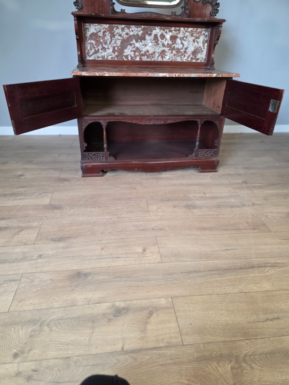 Antique 1900 Mahogany And Marble Top Wash Stand  View XIV
