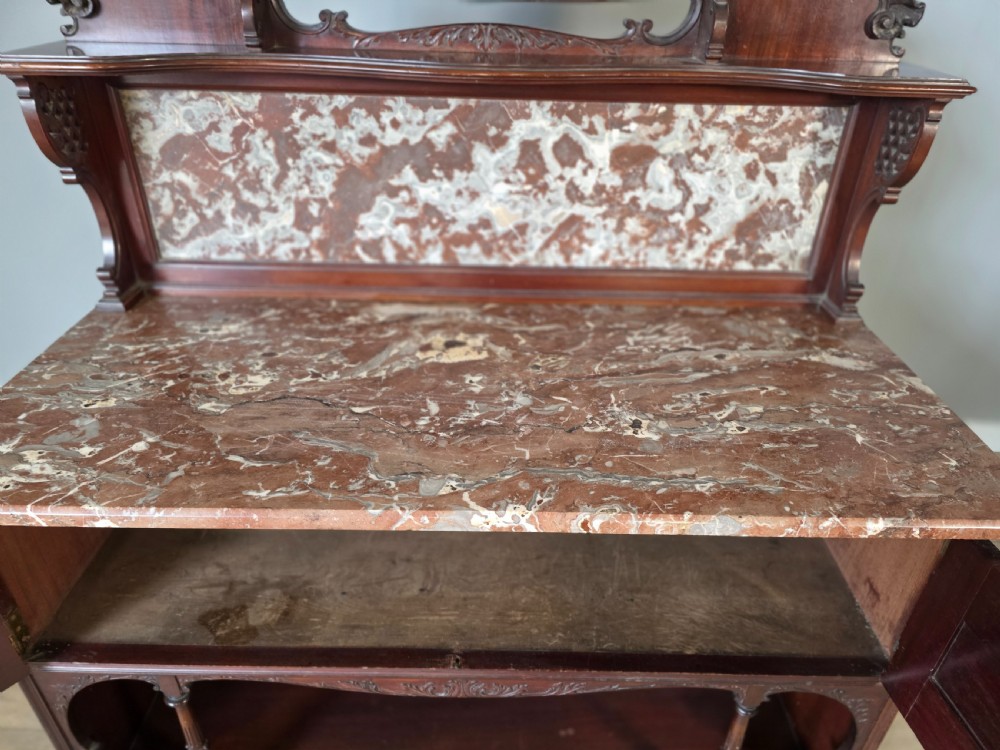 Antique 1900 Mahogany And Marble Top Wash Stand  View XVI