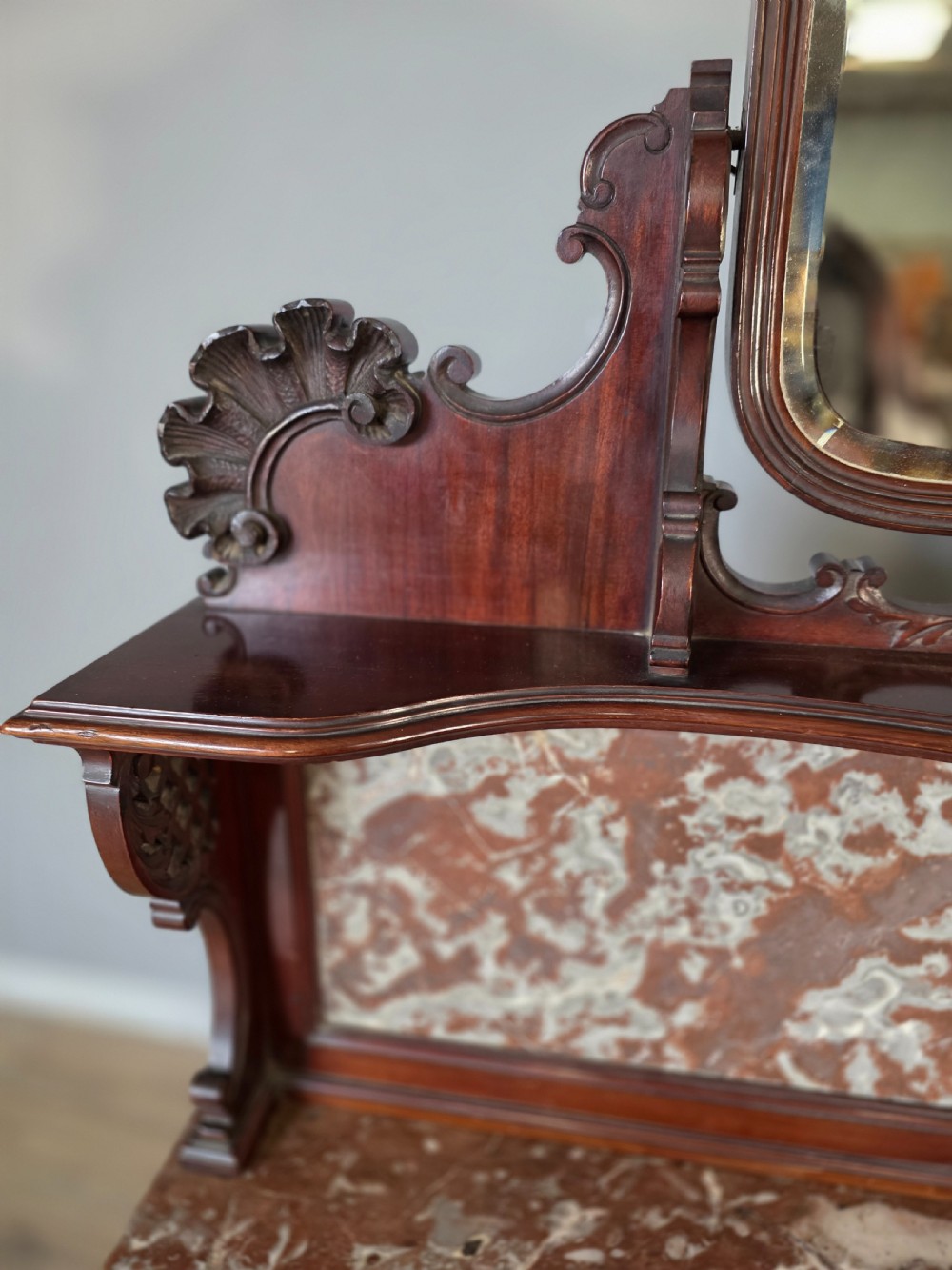 Antique 1900 Mahogany And Marble Top Wash Stand  View XVIII
