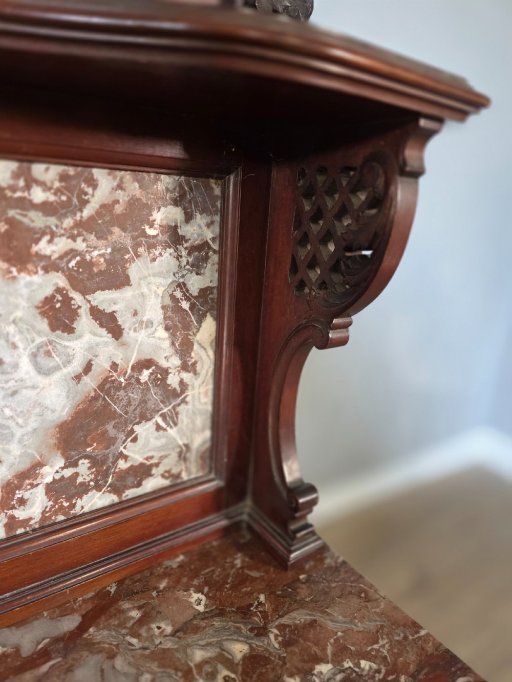 Antique 1900 Mahogany And Marble Top Wash Stand  View XX