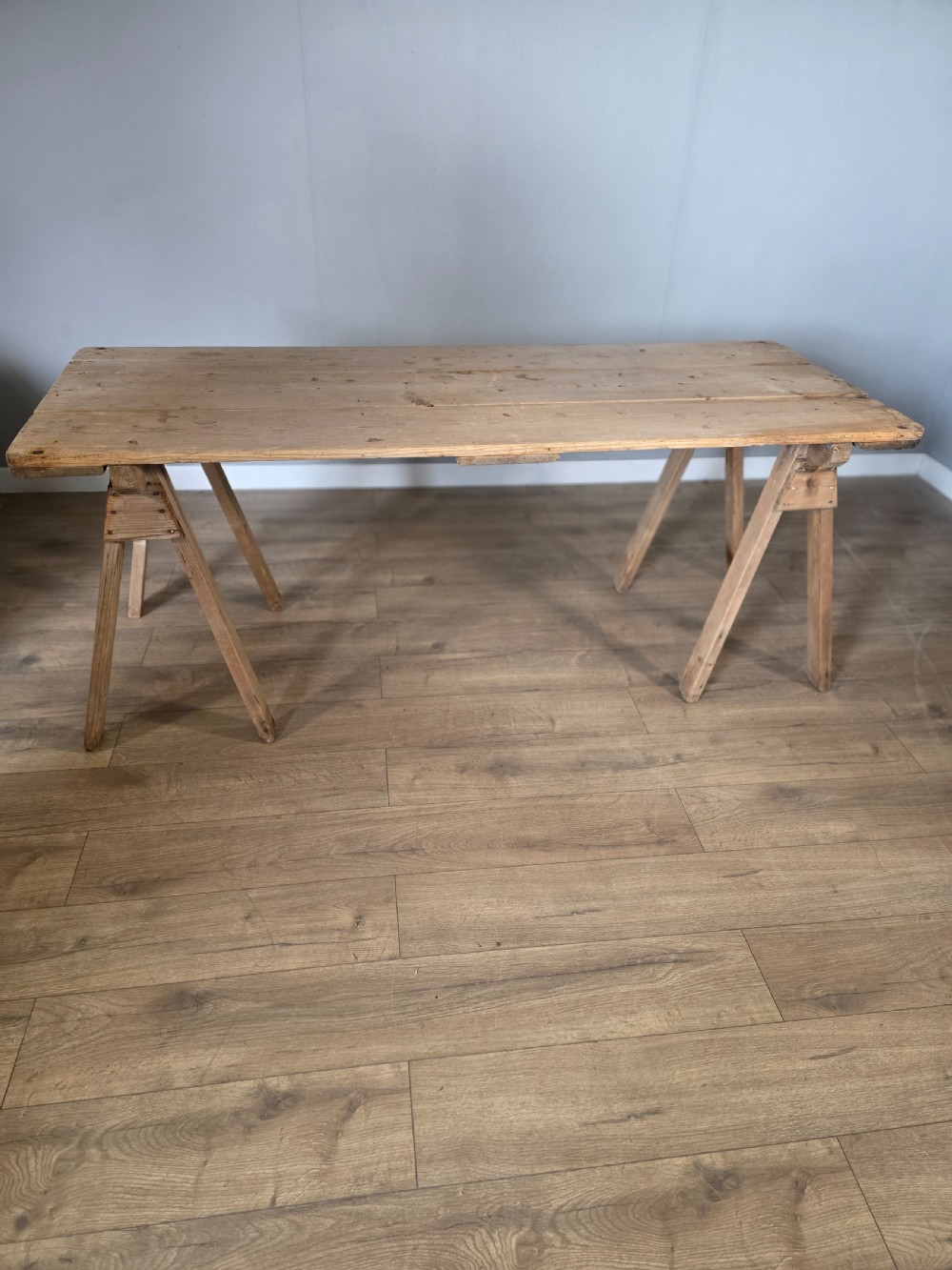 Antique Pine Trestle Dining Table 