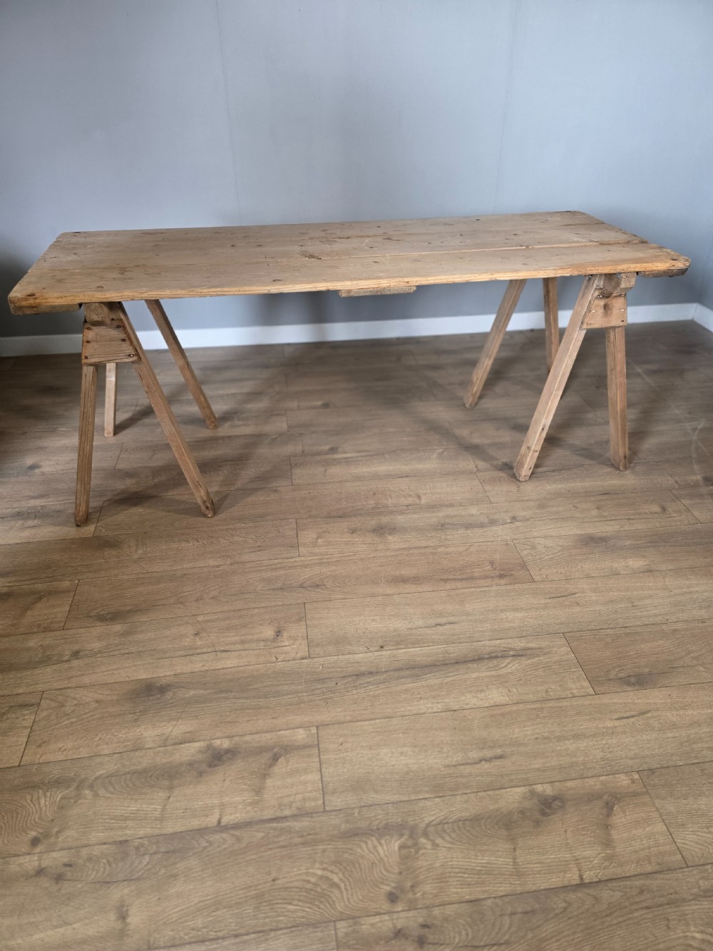 Antique Pine Trestle Dining Table  View II