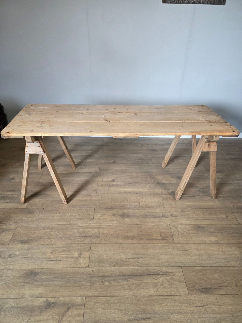 Antique Pine Trestle Dining Table  View VII