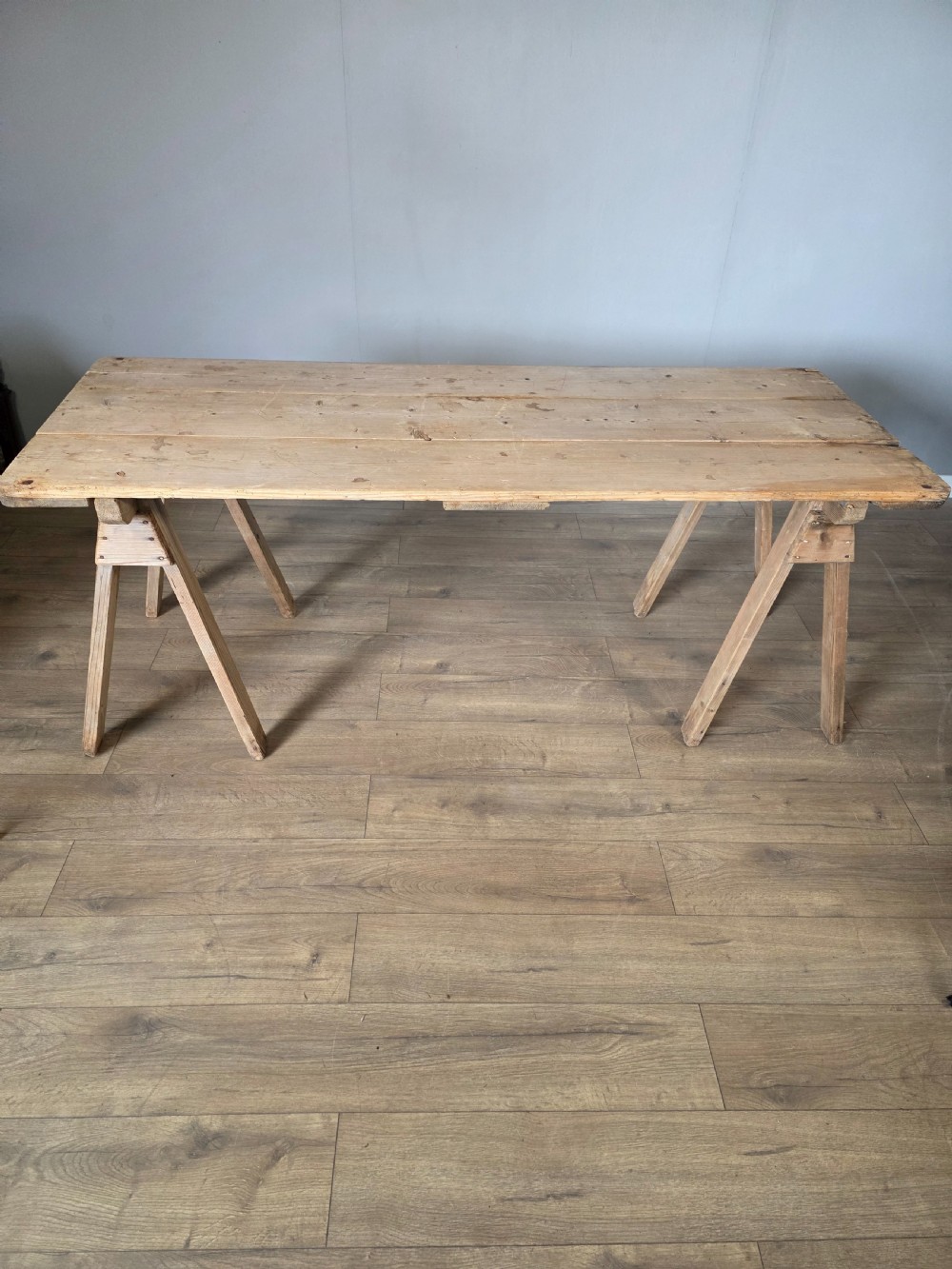 Antique Pine Trestle Dining Table  View VIII