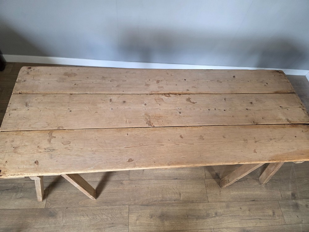 Antique Pine Trestle Dining Table  View IX