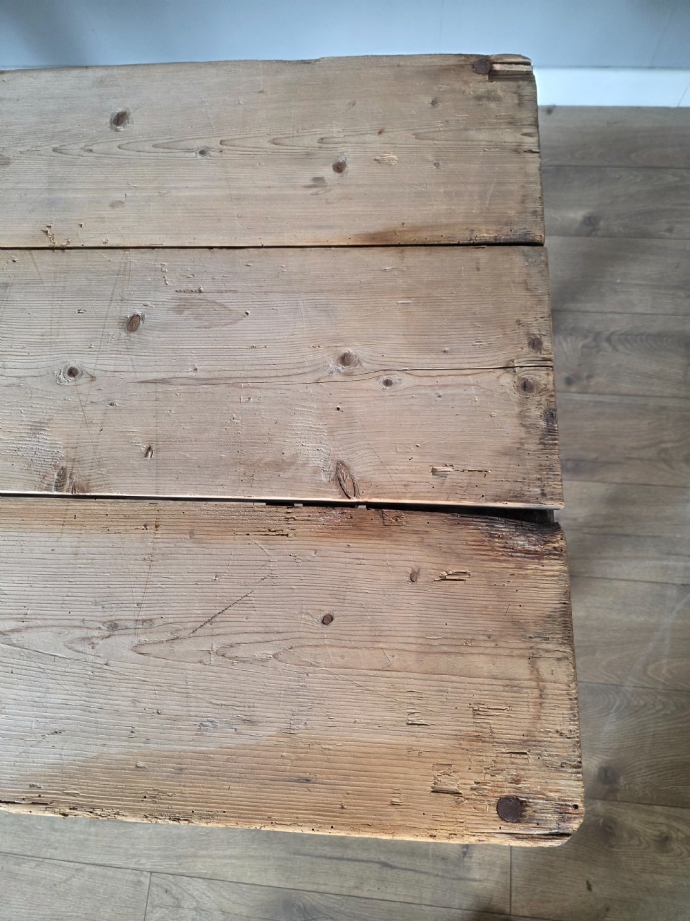 Antique Pine Trestle Dining Table  View XIV