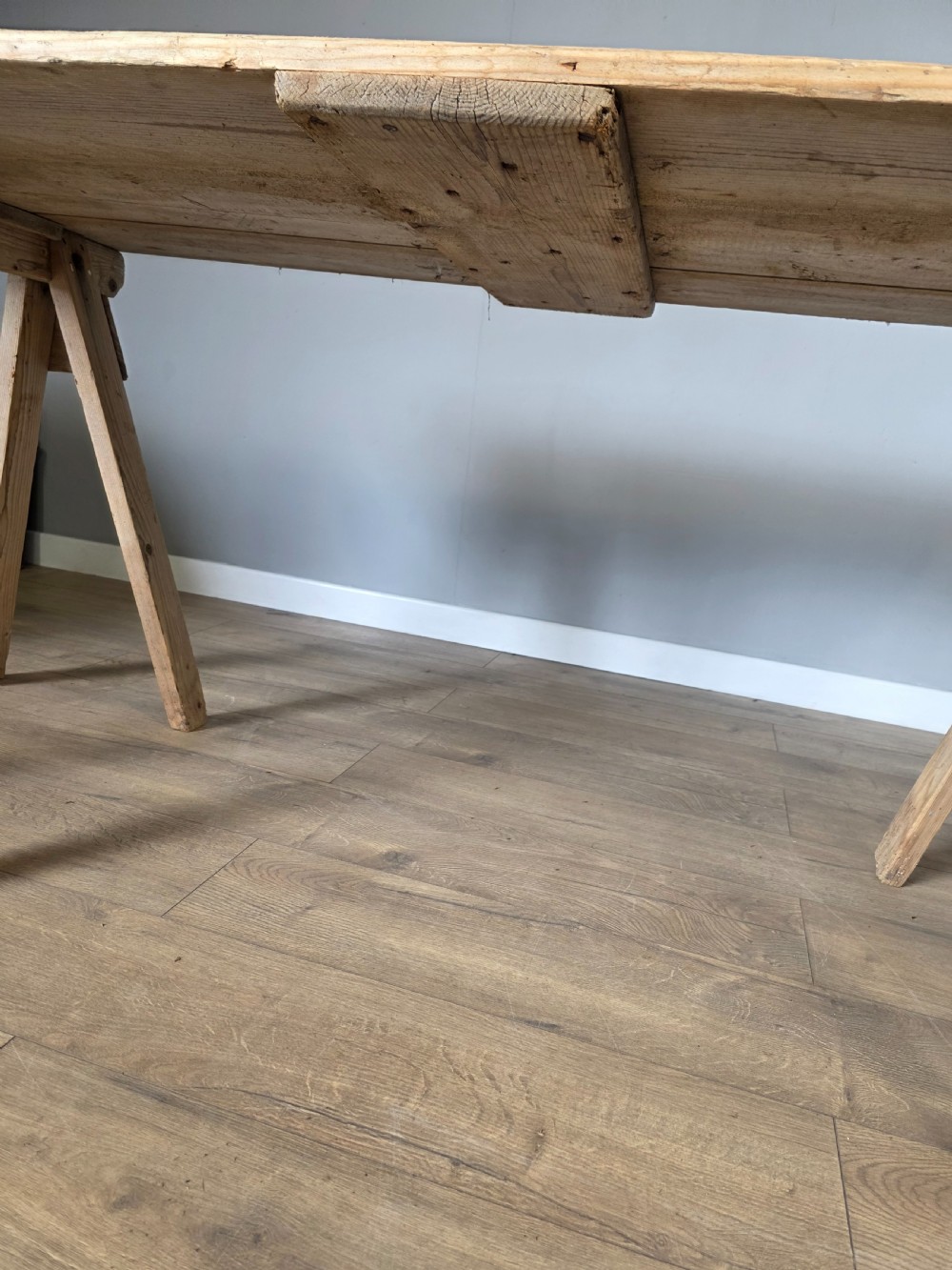 Antique Pine Trestle Dining Table  View XVI