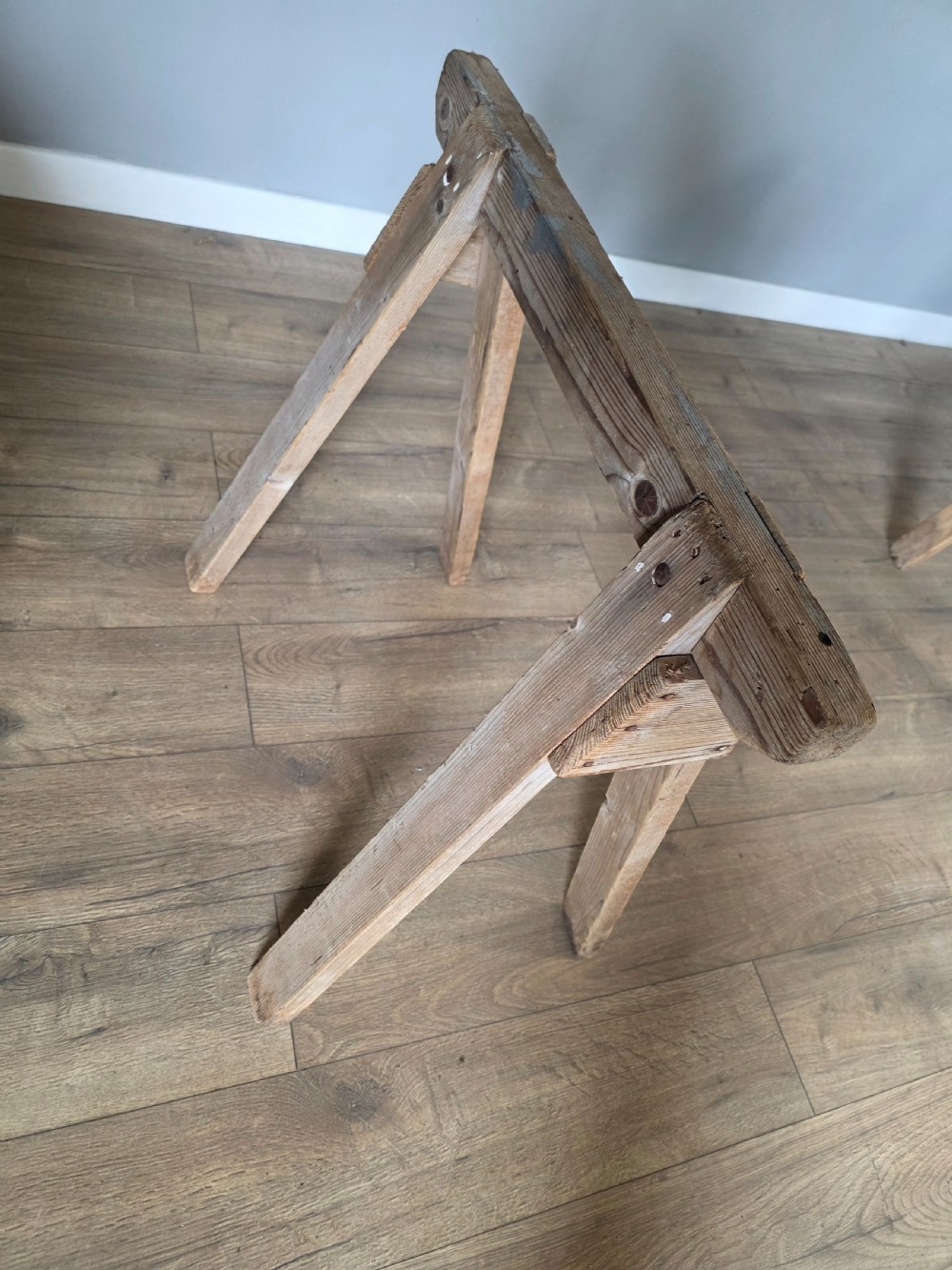 Antique Pine Trestle Dining Table  View XIX