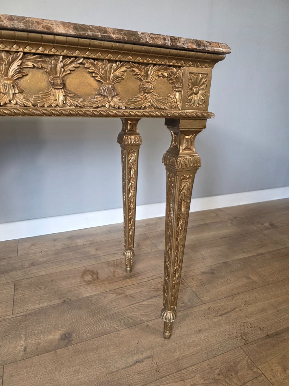 Mid-Century Console Table in Marble and Gilded Wood  View XIX