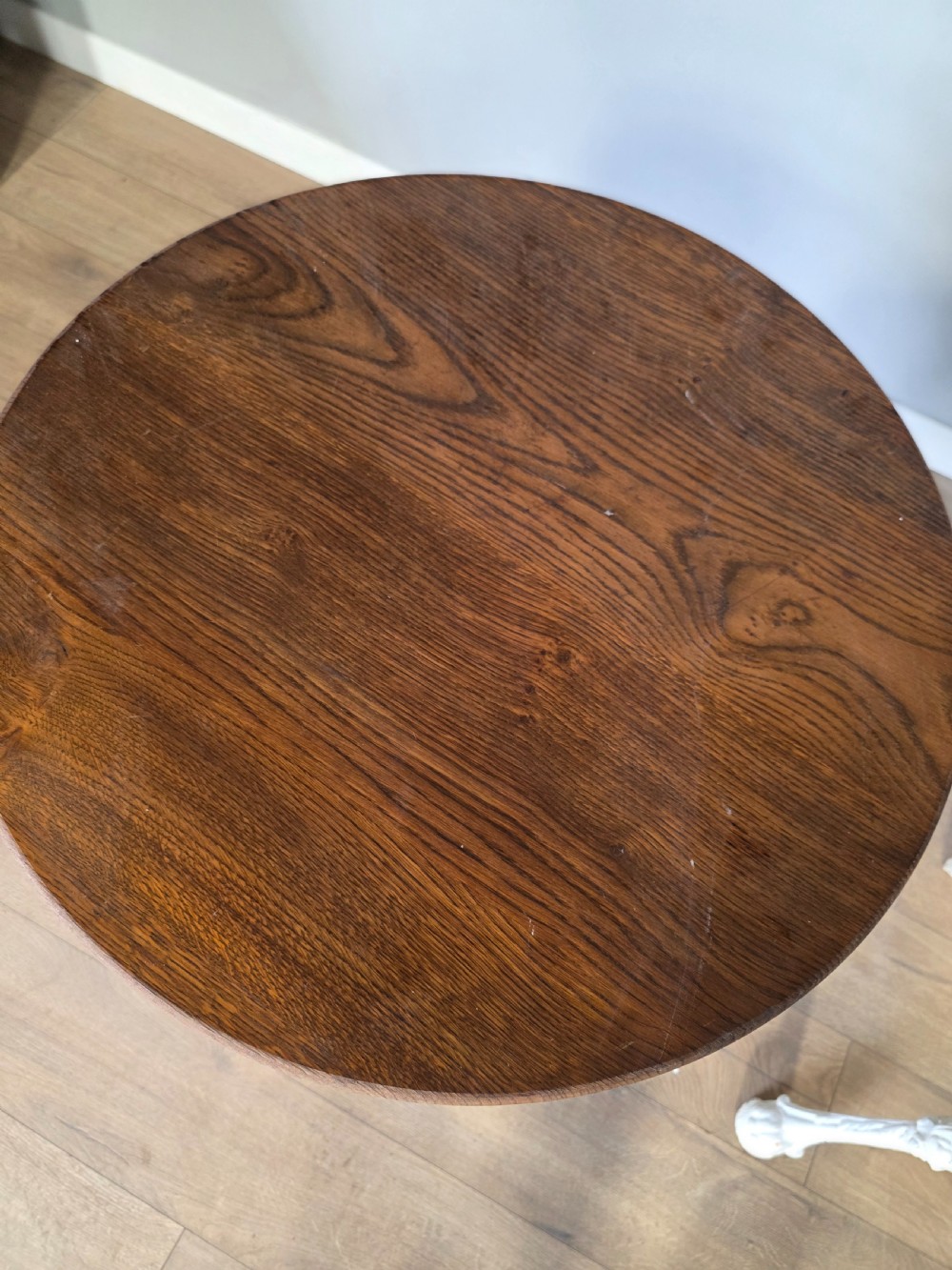 Near Pair Of Cast Iron Victorian Britannia Pub Tables with Matching Solid Oak Tops.  View XIV