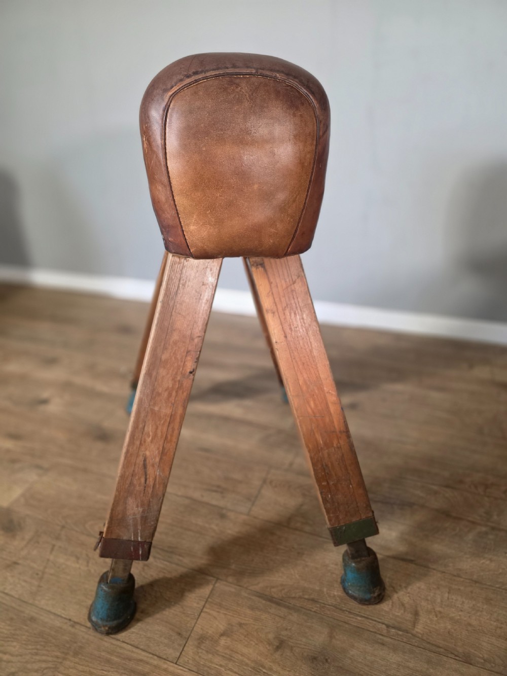 Antique Mid-Century Gymnastic Leather Pommel Horse  View III