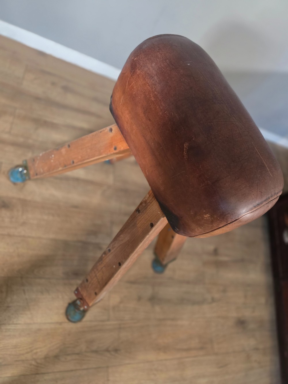 Antique Mid-Century Gymnastic Leather Pommel Horse  View VIII
