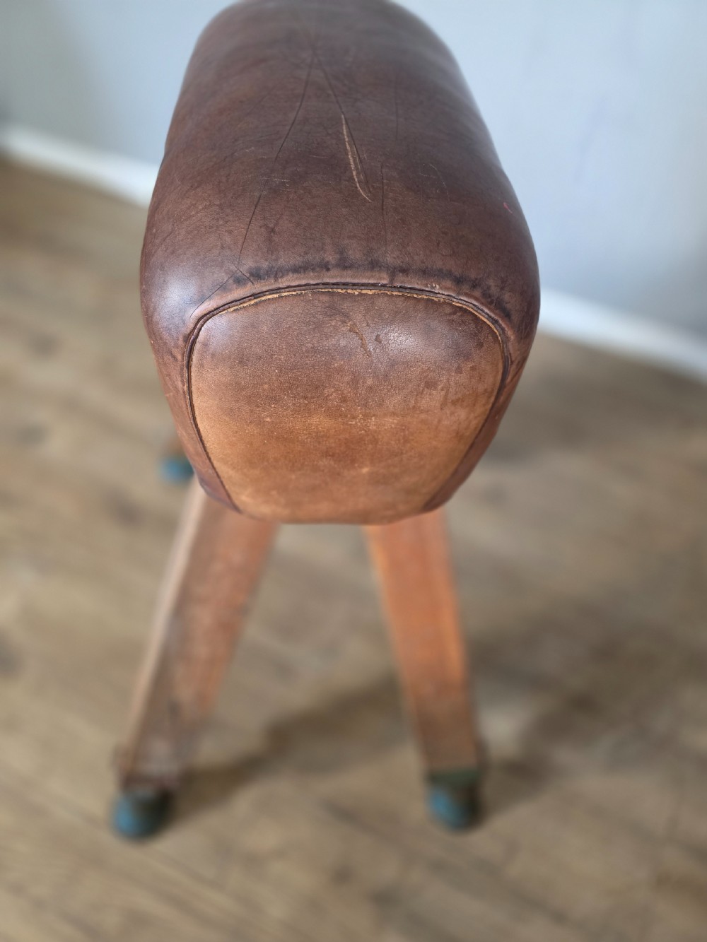 Antique Mid-Century Gymnastic Leather Pommel Horse  View IX
