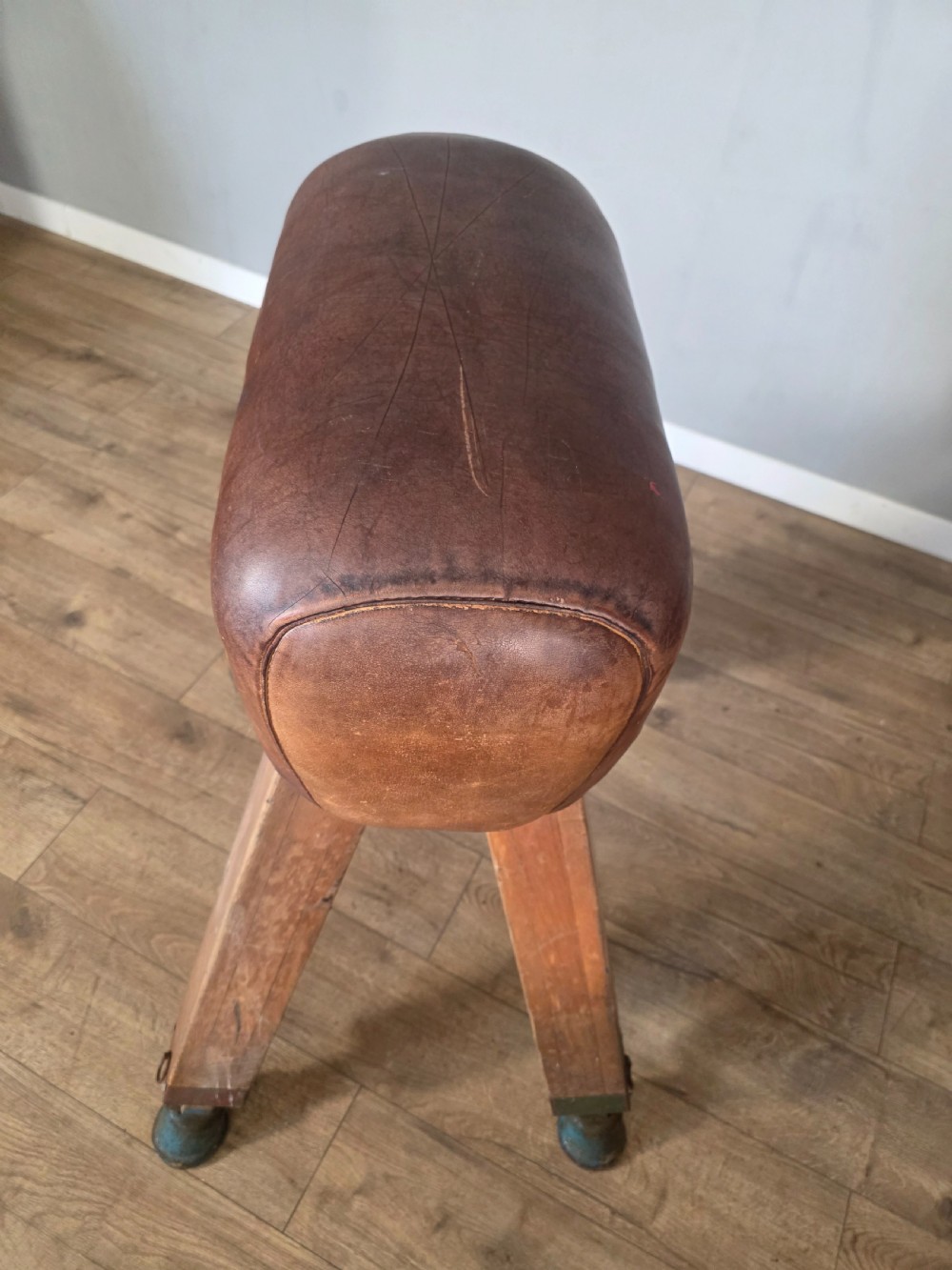 Antique Mid-Century Gymnastic Leather Pommel Horse  View XII