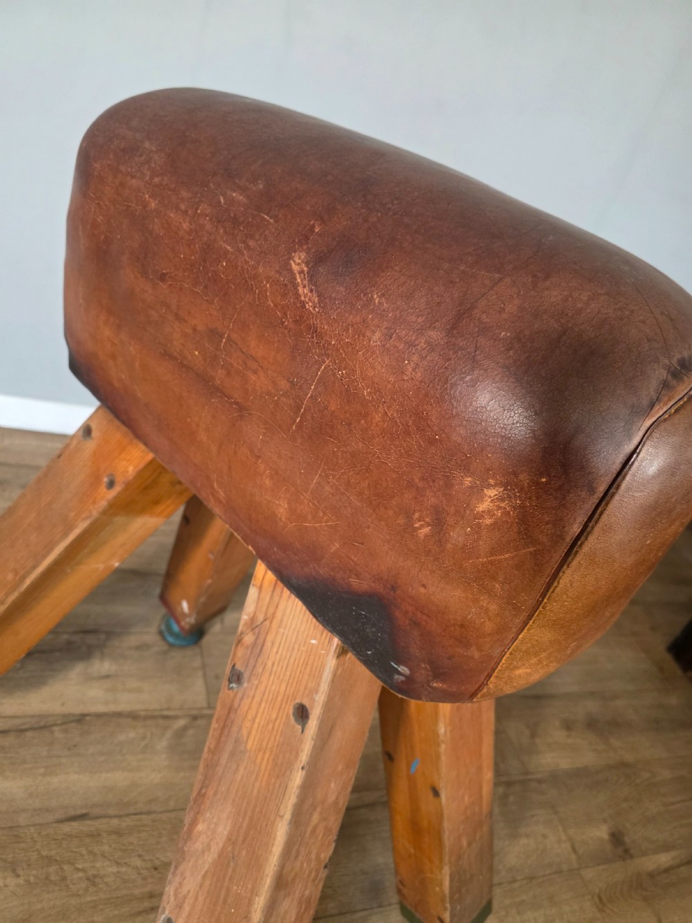 Antique Mid-Century Gymnastic Leather Pommel Horse  View XVI