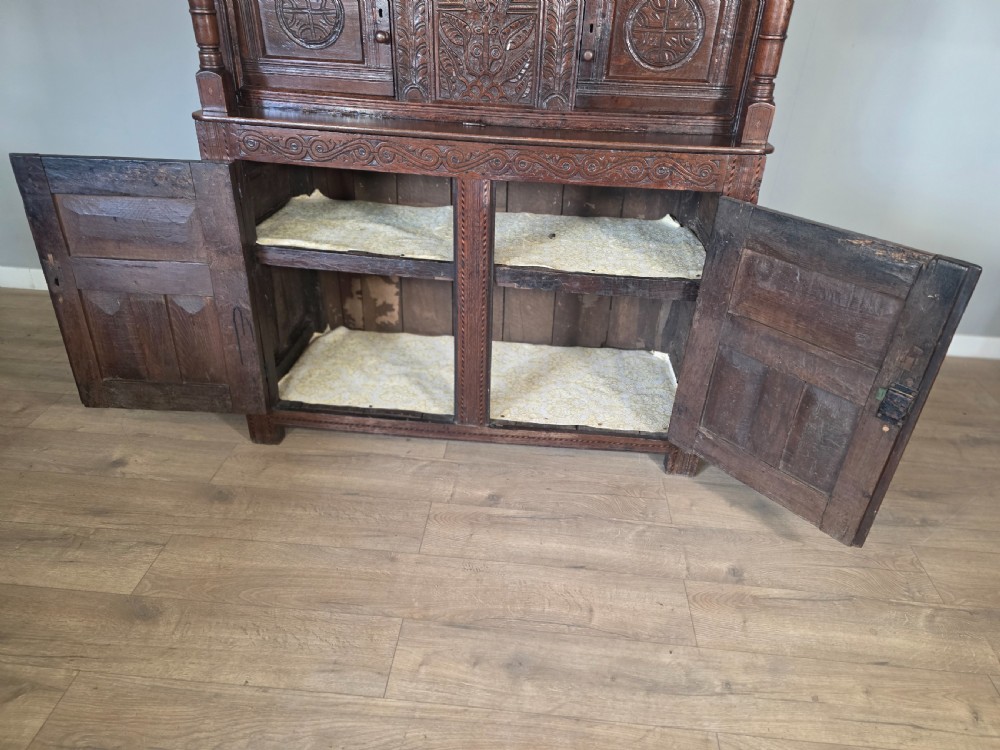 Antique Oak Inlaid Court Cupboard  View XI