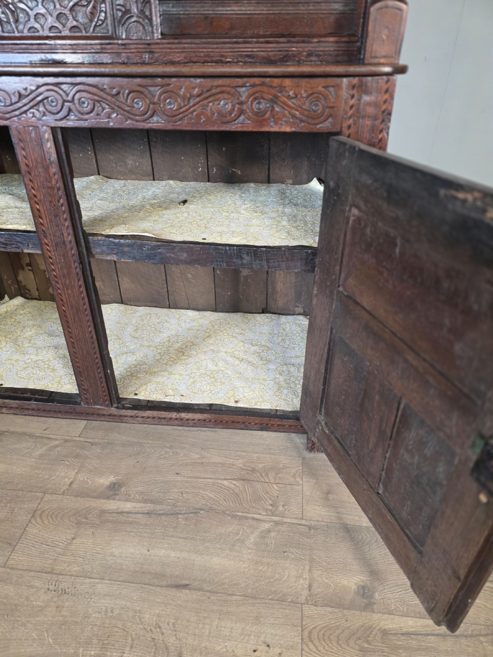 Antique Oak Inlaid Court Cupboard  View XII