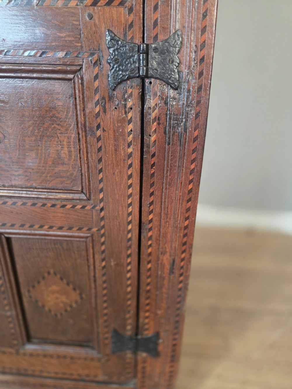 Antique Oak Inlaid Court Cupboard  View XVI